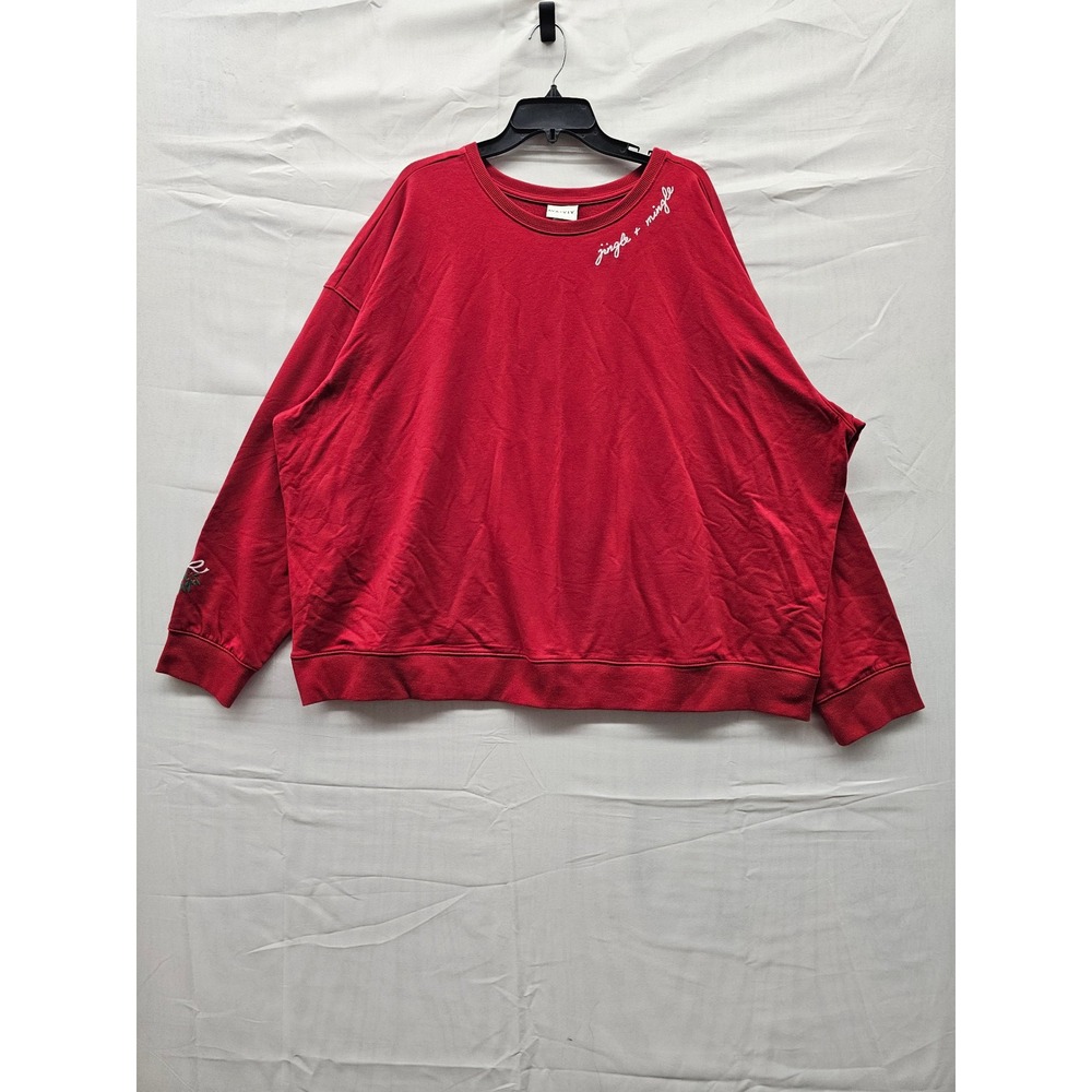 Ava & Viv Red Jingle Mingle Holiday‎ Sweatshirt Plus Size 3X 24/26 NWT 021022216